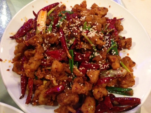 Chonqing spicy chicken must be fried 8 times and dunked in salty, spicy stuff. As good as you might think.